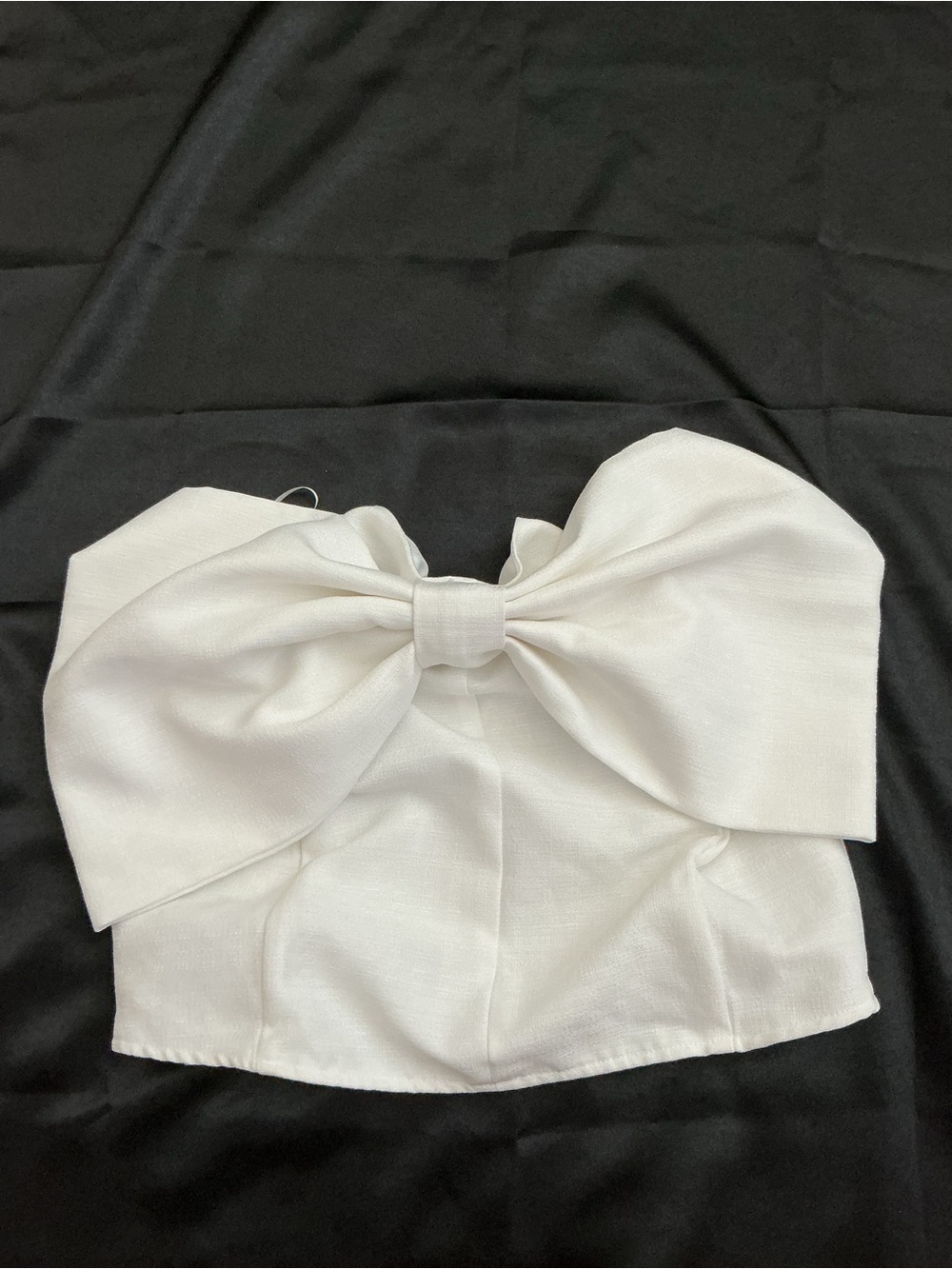 Pink Lily White Oversized Bow Strapless Tube Top Size Large Smocked Back